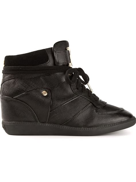 michael kors zwarte sneakers|michael kors black wedge sneakers.